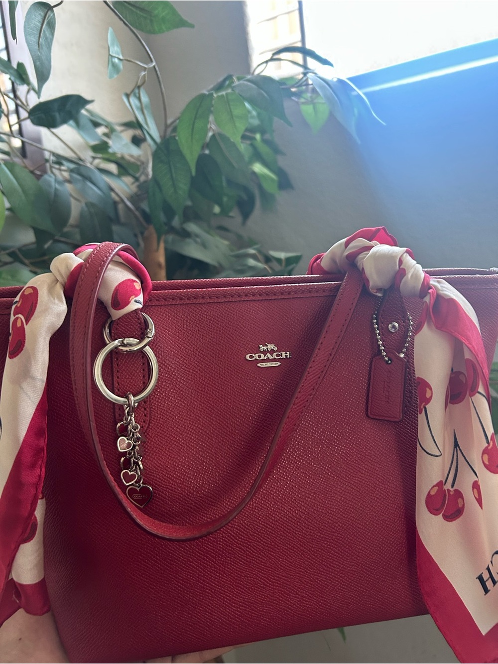 Coach Red Leather Small City Tote